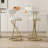 Bar Stools Set Of 2 S-Shaped Gold Barstools With Backrest Floral Print Upholstered Dining Chairs Counter Height Stool For Kitchen Island-564752593