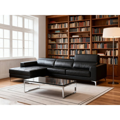 109" Modern L-Shaped Sectional Sofa with Left Chaise – Black Faux Leather for Every Lifestyle