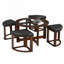 Ensemble de tables rondes en bois massif avec 4 tabourets
