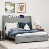 Genevi Storage Upholstered Bed with Built In USB Port