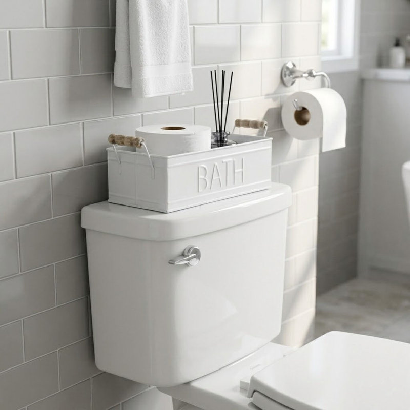 Metal White Bathroom Décor Accessories Tray