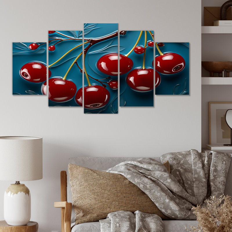  'Red Cherry Tree Explosion I - Cherry Multipanel Wall Art Canvas