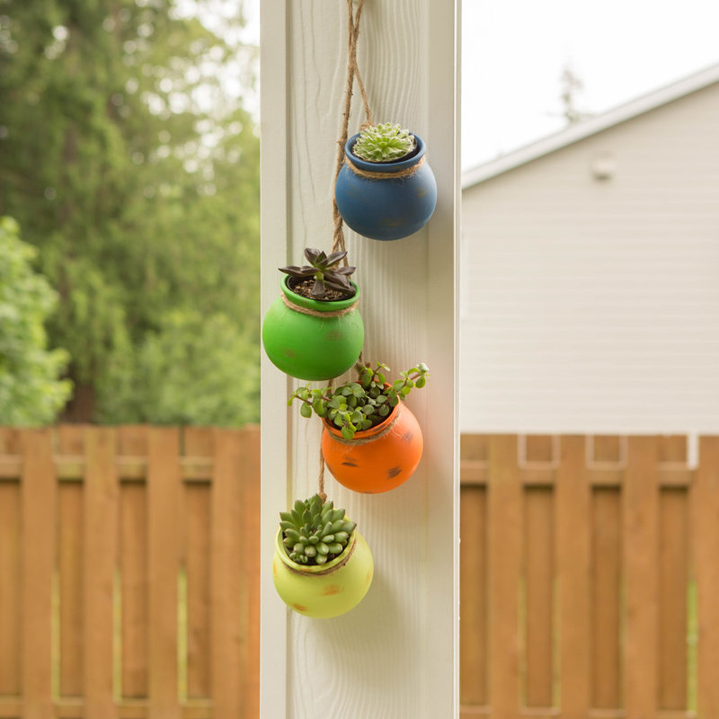 Avah Terracotta Jar, Green/Blue/Yellow/Orange