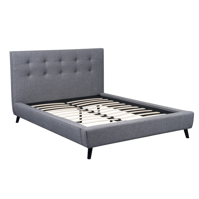 Upholstered Platform Bed, Gray, Full