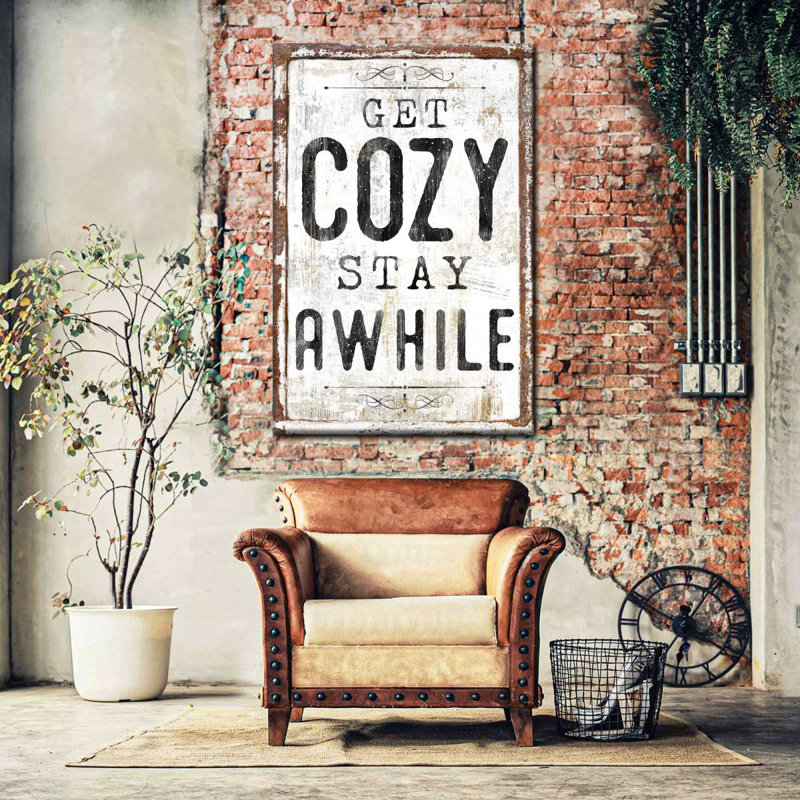 «Get Cozy Stay A Time», impression sur toile, H 48 po x l 32 po x P 1,25 po