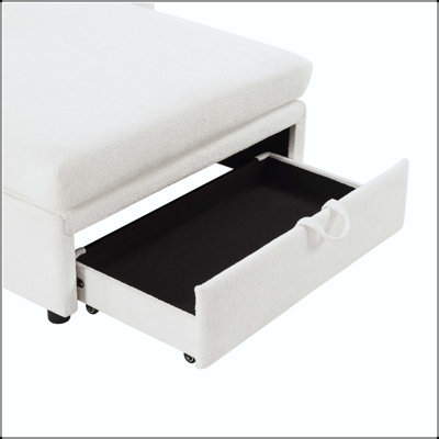 Canapé-lit 65,4 po avec rangement caché - Velours flocon de neige