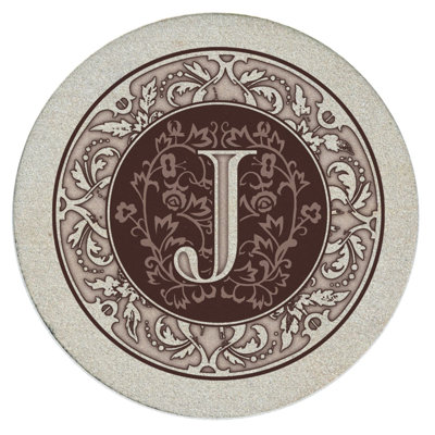 Monogram Letter 4-Pack Natural Sandstone Coasters