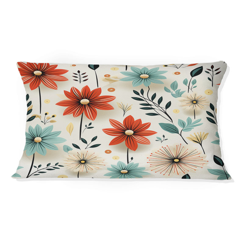 Beige côtier harmonie à motif floral II - coussin à imprimé floral