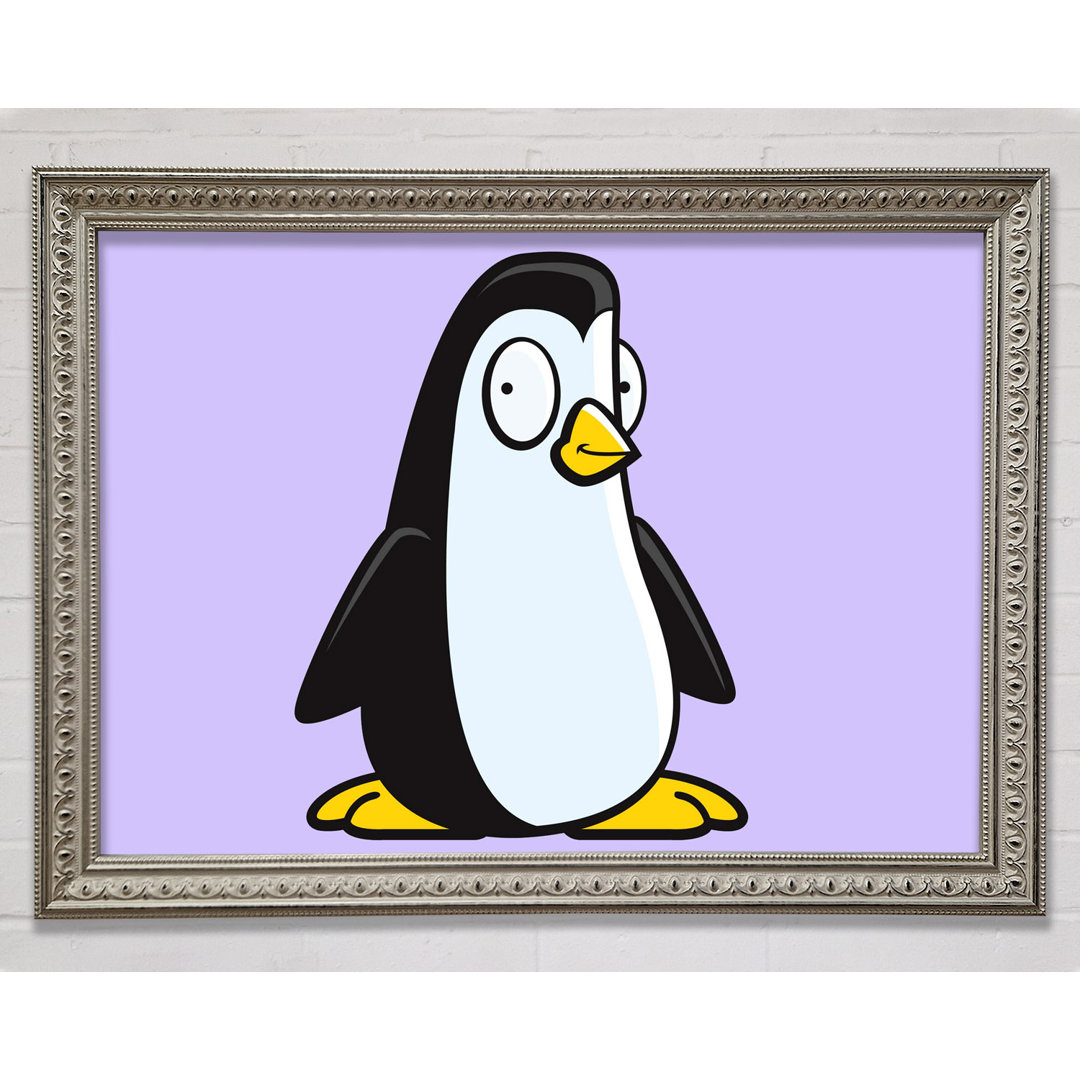 Funny Penguin Lilac - Einzelner Bilderrahmen Kunstdrucke