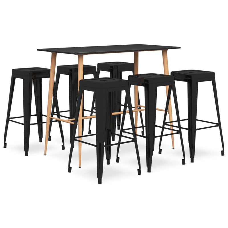 Kirouac 6 - Person Dining Set, Black