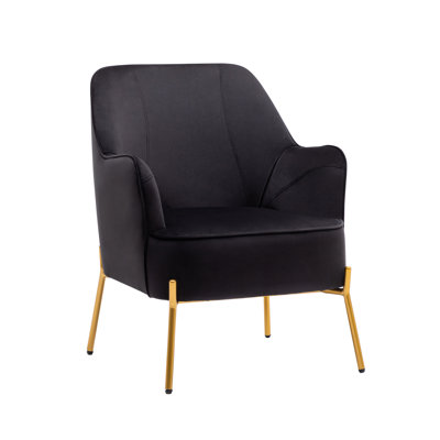 Chaise d'appoint rembourrée en velours Dameisha avec pieds chromés dorés