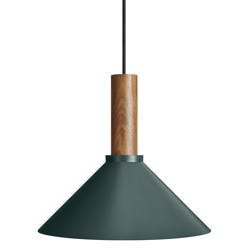 Emblem 1 - Light Pendant, 12" H x 14" W x 14" D, Navy Green, Walnut