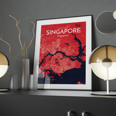 Singapore City Map In Nautical - No Frame Print