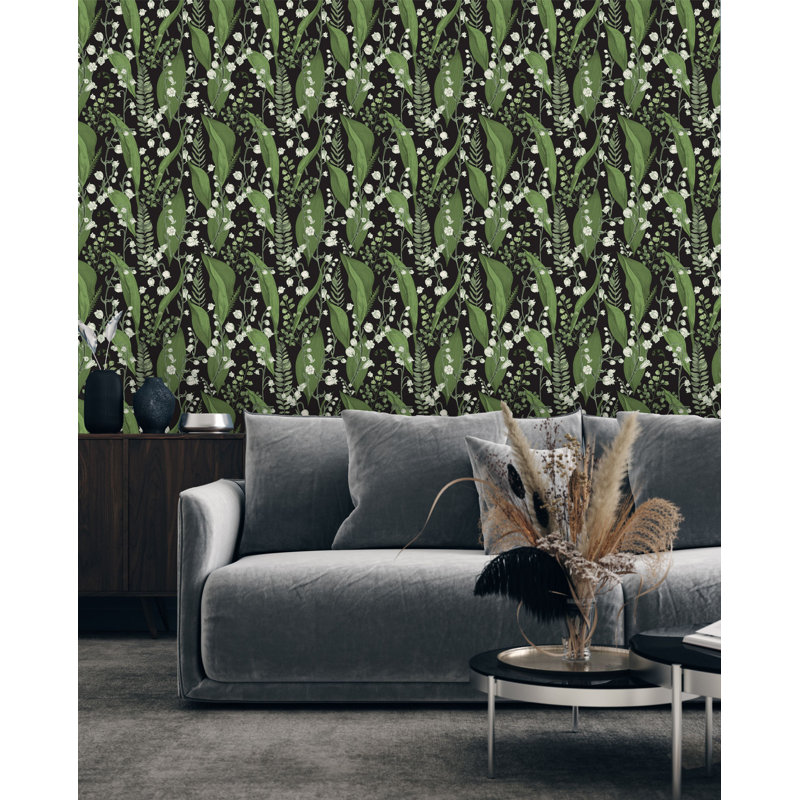 Lilies Of The Valley Wallpaper B1002, 125" L x 25" W, Paper