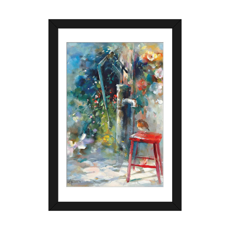 « silent jardin », impression sur toile, Papier beaux-arts encadré noir, Blanc, H 24 po x l 16 po x P 1 po