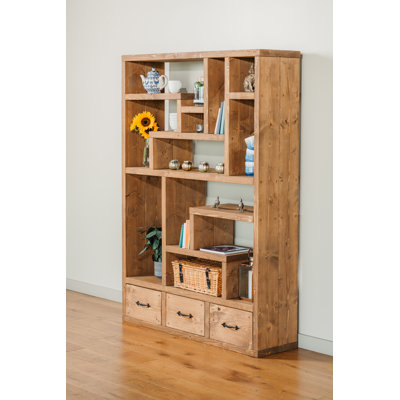 Blackhorse 200cm H x 142cm W Solid Wood Geometric Bookcase