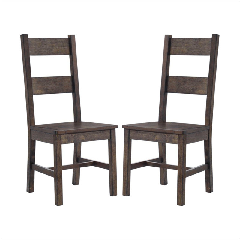 Ensemble de 2 chaises de salle à manger en bois brun doré rustique