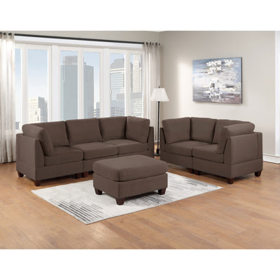 Modern Armless Chair In Black Coffee, Linen Like Fabric Cushion Living Room Couch Coffee Upholstery
