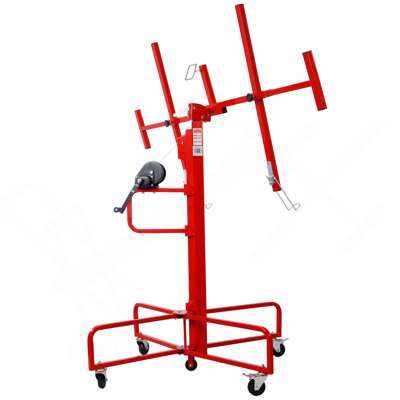 Drywall Lift Panel 13' Lift Drywall Panel Hoist Jack Lifter Jack Rolling Caster Wheel Sheetrock Drywall Lift Construction Tools,150-Lb. Capacity, 4Ft. X 16Ft. Max. Sheet Size,Red