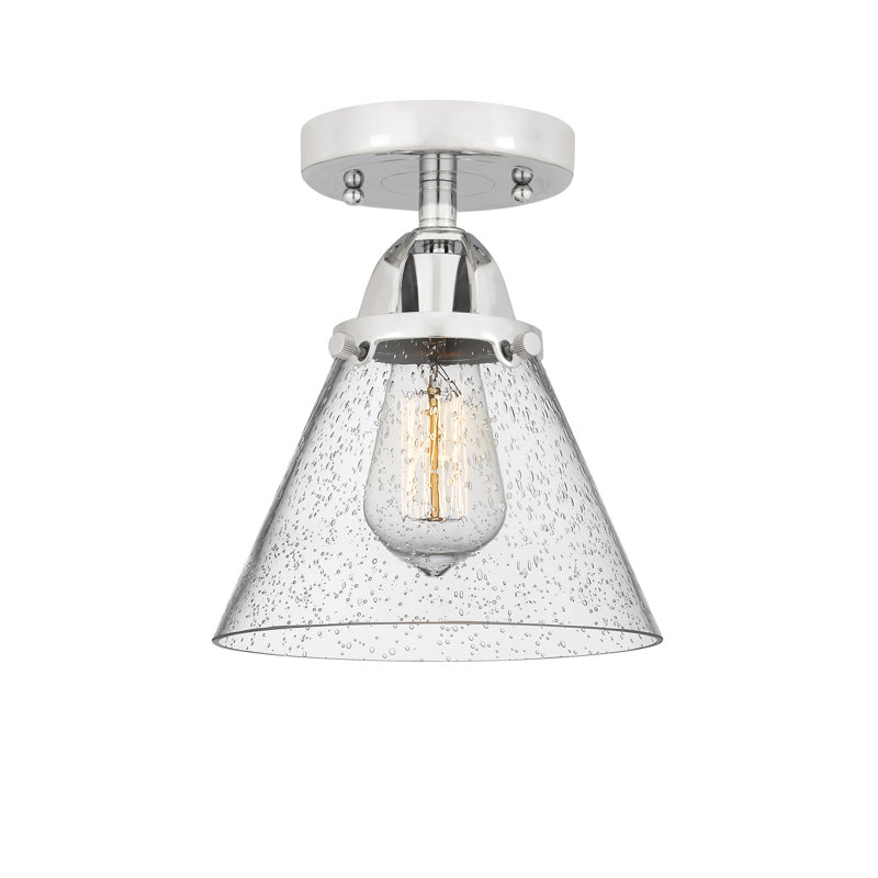 Plafonnier semi-encastré en verre à DEL, H 9,5 po x l 7,75 po x P 7,75 po, Grainé, Chrome poli
