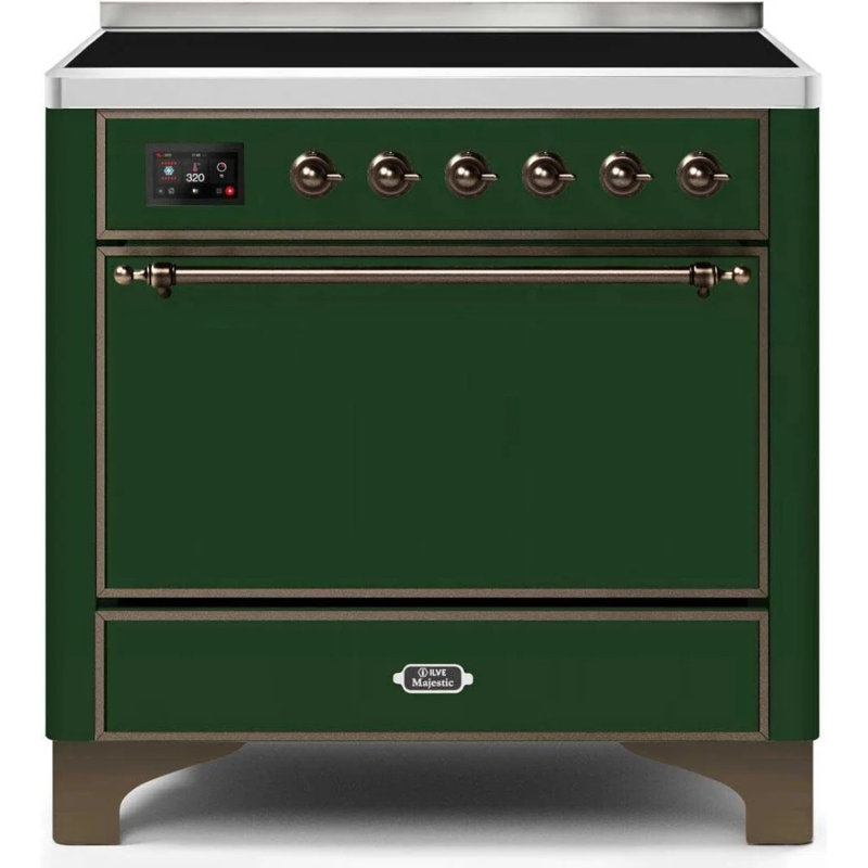 Majestic Ii 36 Inch Freestanding Induction Range, Emerald Green/Bronze