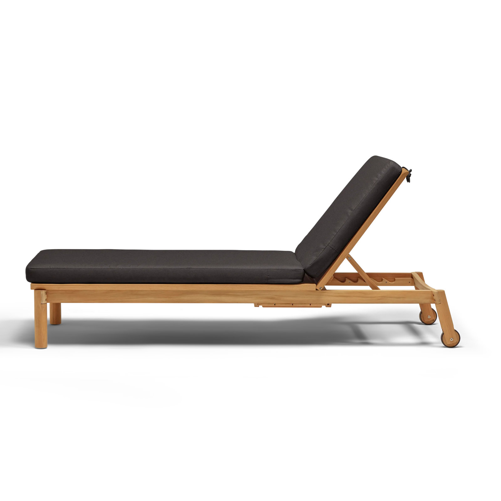 Haven 27.5'' Outdoor Teak Chaise Lounge, Sunbrella Coal