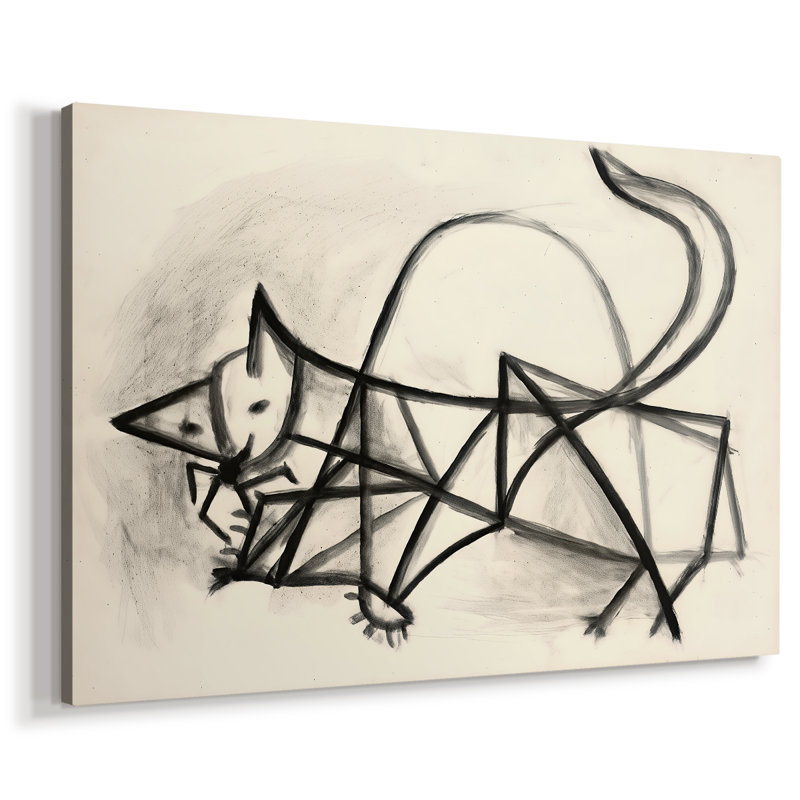 Chat (Le Chat) - Croquis-Pablo Picasso-Toile tendue avec châssis-c. Les années 1940, 40 po x 60 po