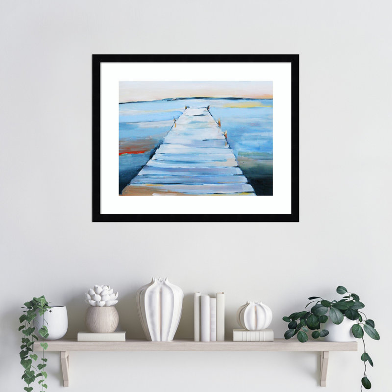 «Wet Dock» par Claire Whitehead, reproduction d'art encadrée sur bois, H 17 po x l 21 po, Noir Svelte
