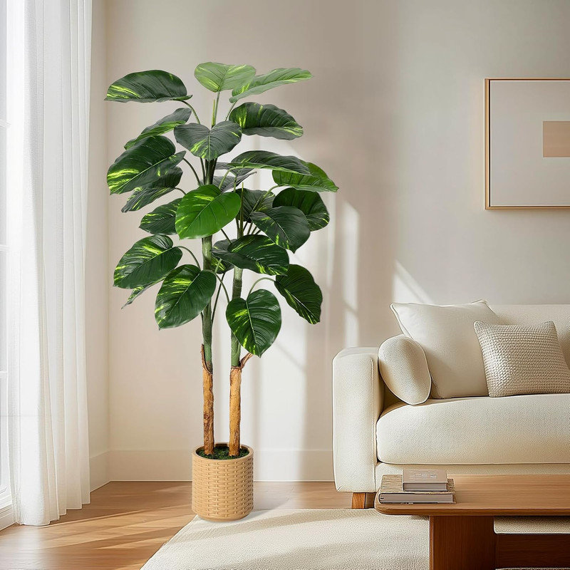 Faux Scindapsus Aureus Plant, Realistic Golden Pothos Floor Tree with Pot, Ideal for Indoor Decor, Easy to Use, No Maintenance Needed