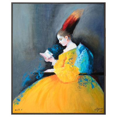 Homenaje a Fragonard par Benito Cerna - peinture sur toile à cadre flottant