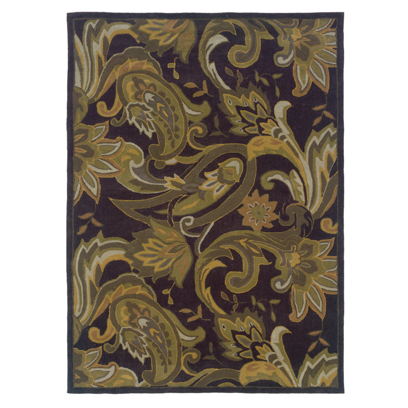 Equelle Hand Tufted Paisley Indoor Rug, Rectangle 5' x 7'