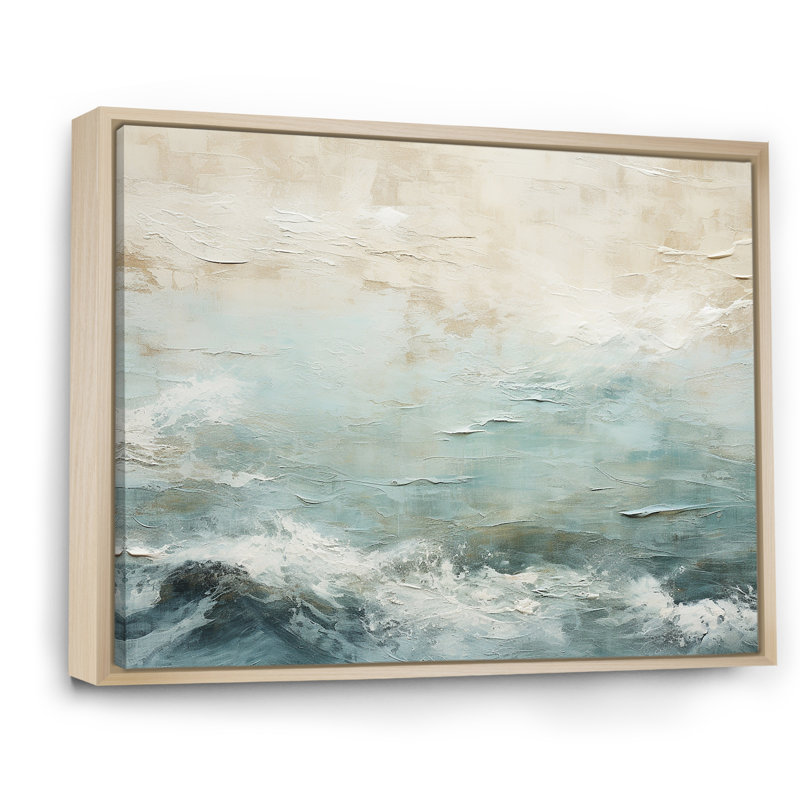 «Modern Coastal Beige and Blue River I - Coastal Ocean», reproduction d'art sur toile encadrée, H 34 po x l 44 po x P 1,5 po