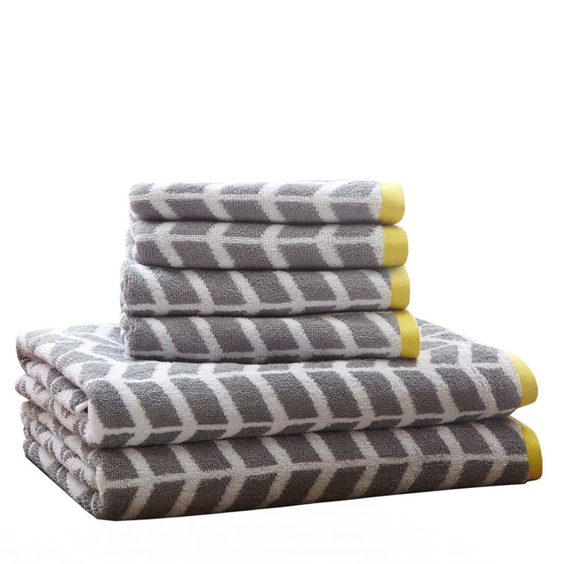 Cotton Jacquard Bath Towel 6 Piece Set Grey See Below