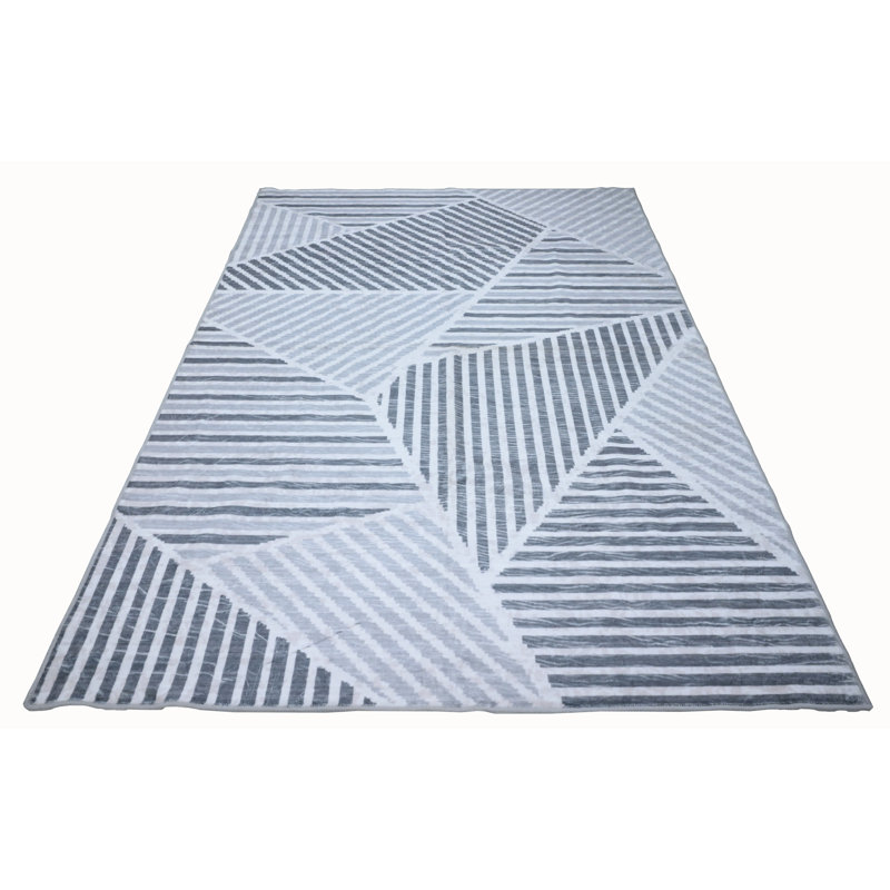 Bibb Home Washable Flannel Printed Area Rug with Latex Back, Rectangle 4' x 6'