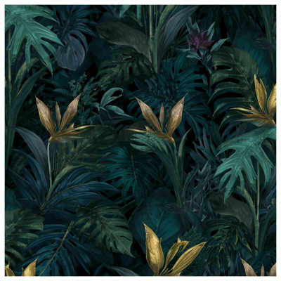Tropical Foliage Illustration Quilted Bedspread All Sizes
