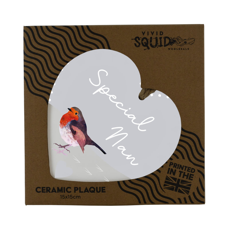 Special Nan Festive Robin Christmas Ceramic Heart Plaque Vivid Squid Wholesale Wall Decor