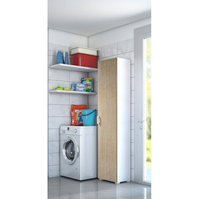 Gurubaksh 2 Door Manufactured Wood Wardrobe, Oak/White