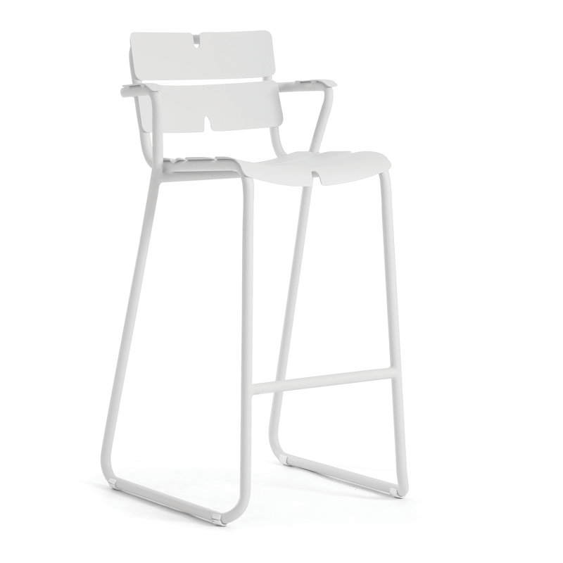 Corail 31.13" Patio Bar Stool, White