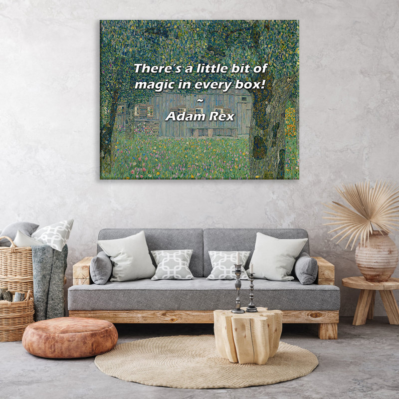 Citation artistique «Il y a un peu de magie dans chaque boîte!» Toile tendue par Adam Rex Gallery, H 33 po x l 48 po