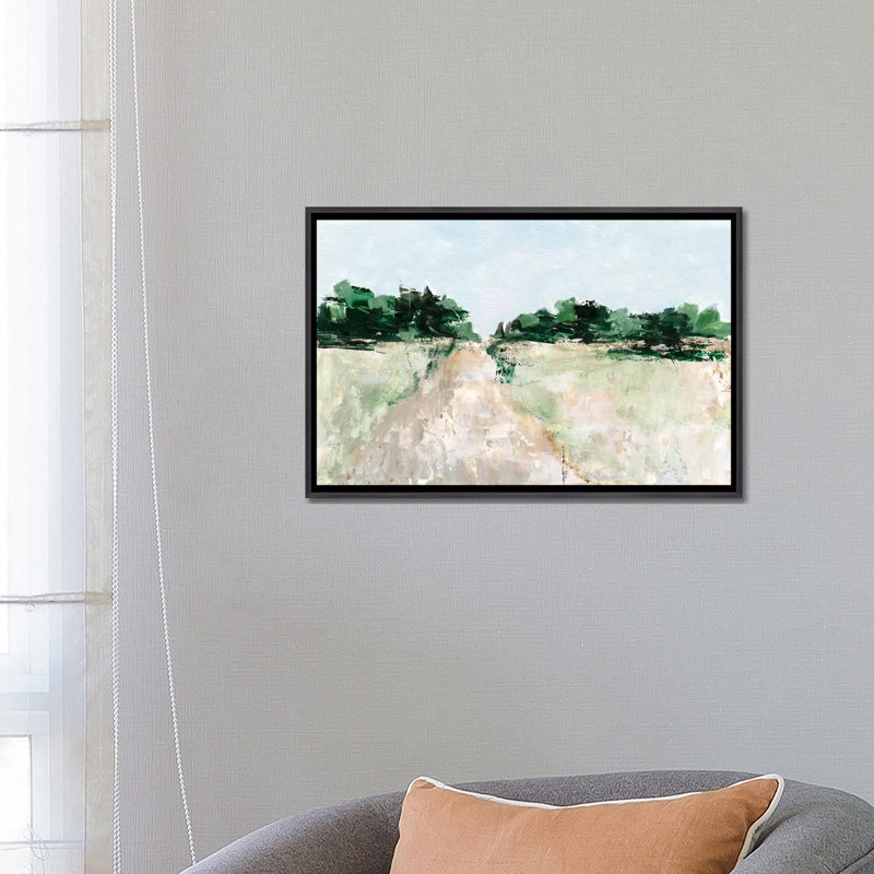 «Mint Fields I» par Ethan Harper - reproduction d'art, Pas de tapis, H 26 po x l 18 po x 1,5 po, Toile avec cadre noir patiné
