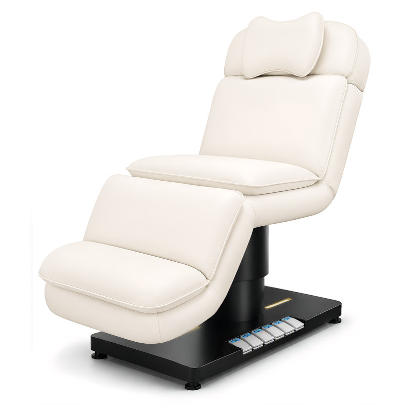 Table de massage électrique professionnelle à 3 moteurs pour spa avec hauteur réglable, dossier et repose-pieds, commandes pour les mains et les pieds, lumière DEL