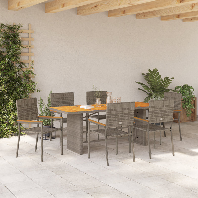 6 - Person Patio Dining Set Rectangular Table, Grey