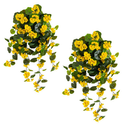 29In. UV Resistant Artificial Geranium Hanging Plant (Indoor/Outdoor) - Set Of 2