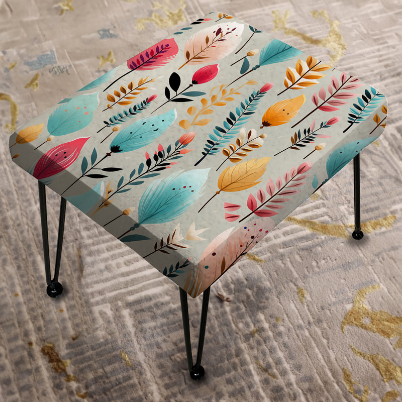 Pastel Bohemian Ferns Pattern I - Floral Rectangle Ottoman