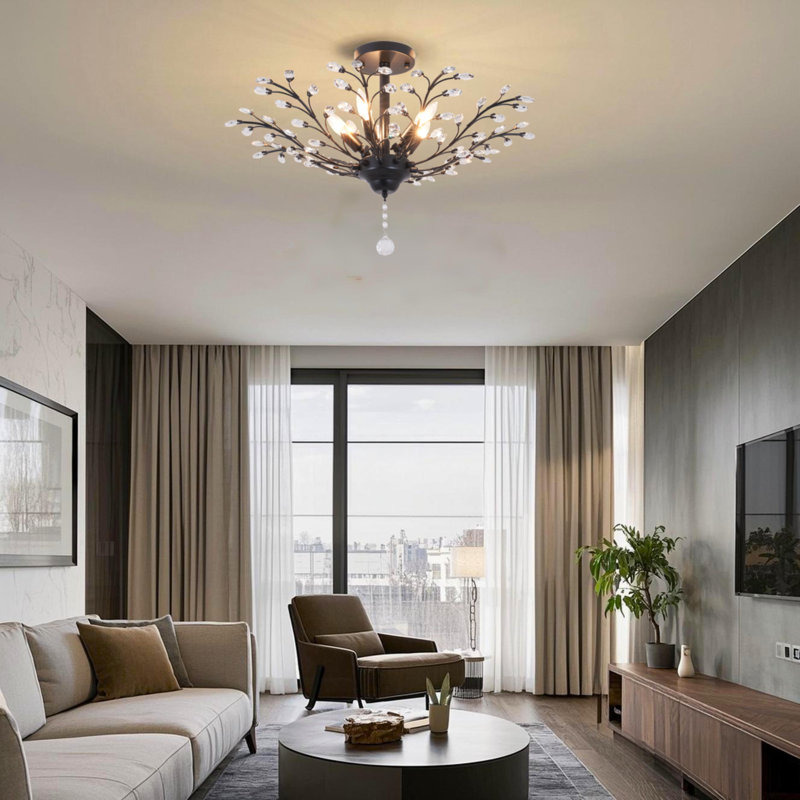 Lustre en cristal à 5 bras avec base et ampoule E12