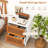 Boho Accent Table Nightstand with 2 Handwoven Rattan Decorated Drawers