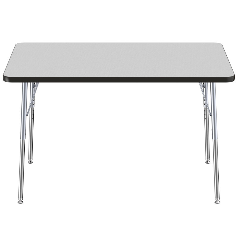 Rectangle Contour Activity Table with Adjustable Legs, 30" x 48", Standard Swivel Glide, Grey with Black