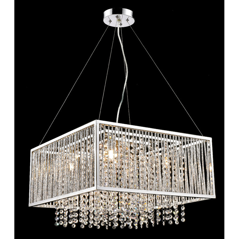 8-Light Chrome Chandelier With Clear Crystal Dropping