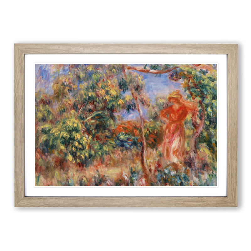 Woman in Red by Pierre-Auguste Renoir - Picture Frame Painting, Oak, 48cm H x 65cm W x 2cm D