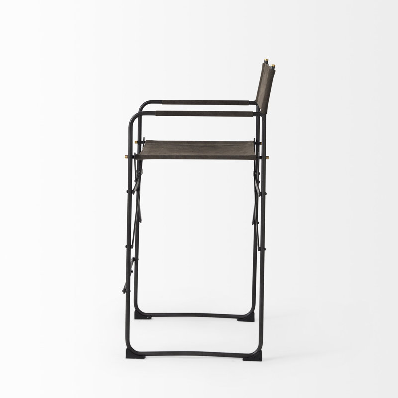 Direttore Dark Brown Leather and Metal Bar Stool